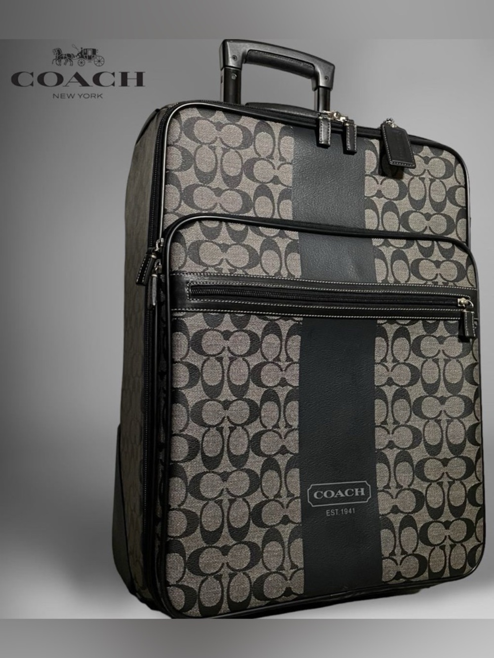 Coach unisex monogram logo all over carry on travel suit case bag